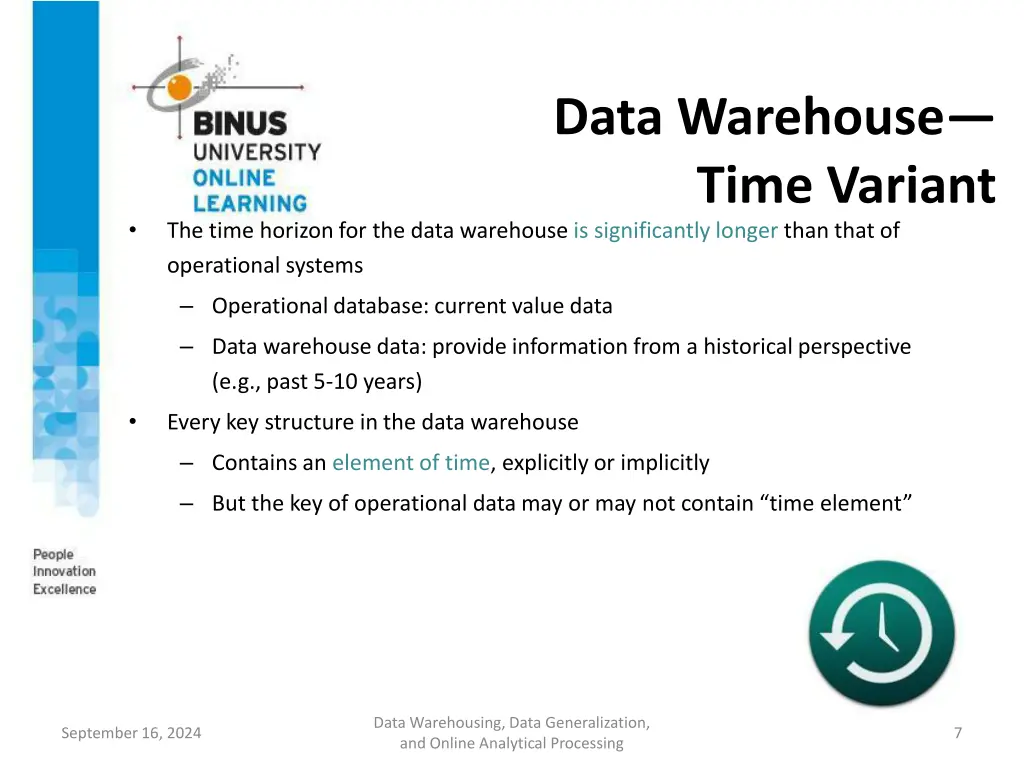 data warehouse time variant