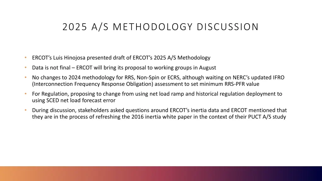 2025 a s methodology discussion