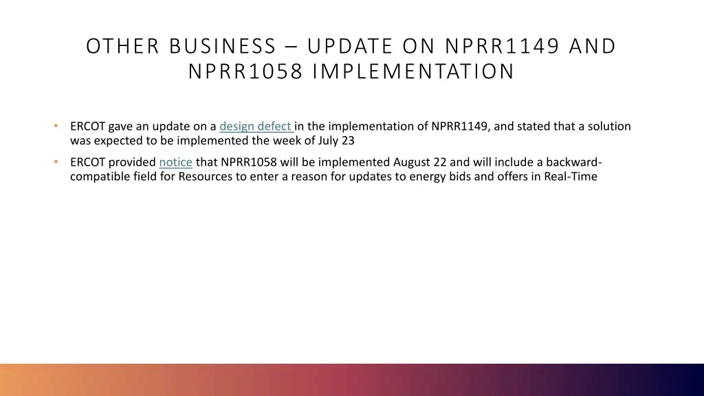 other business update on nprr1149 and nprr1058