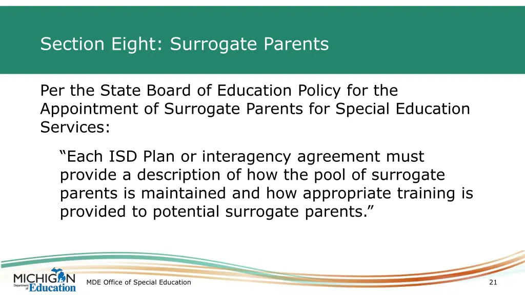 section eight surrogate parents