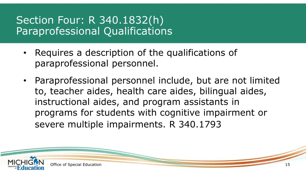 section four r 340 1832 h paraprofessional