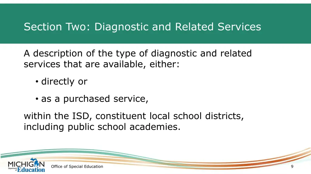 section two diagnostic and related services