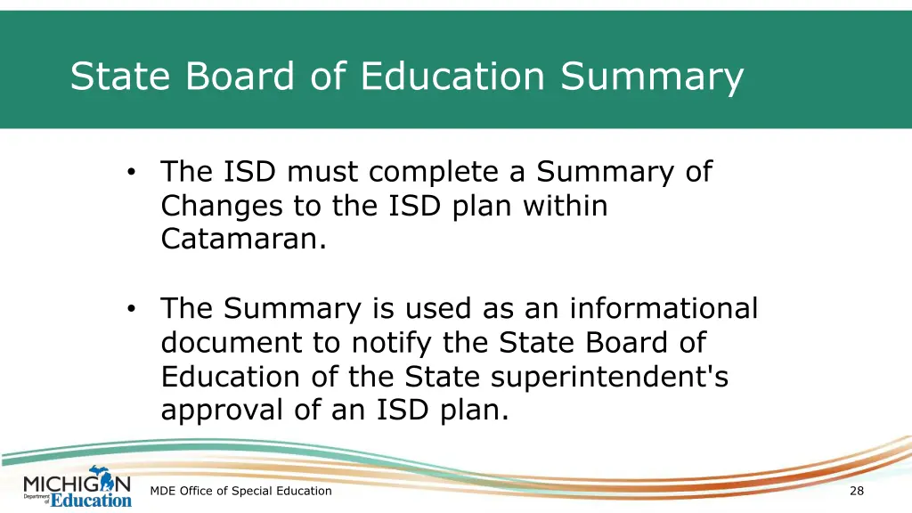 state board of education summary