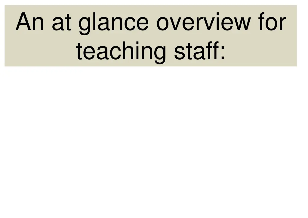 an at glance overview for teaching staff