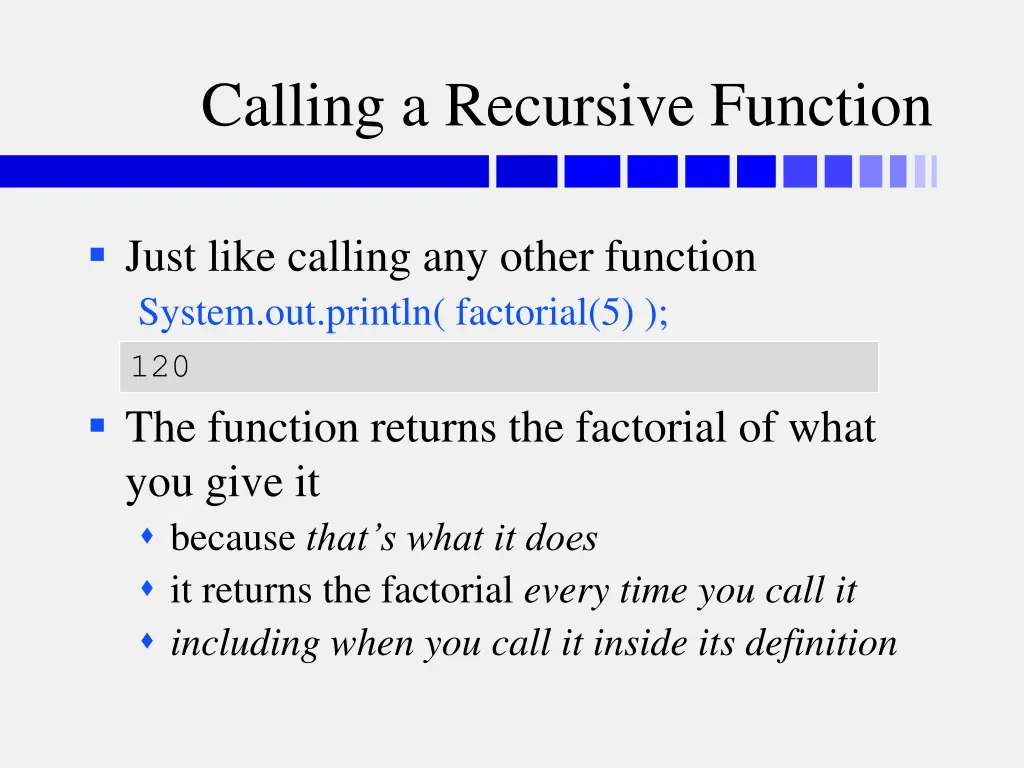 calling a recursive function