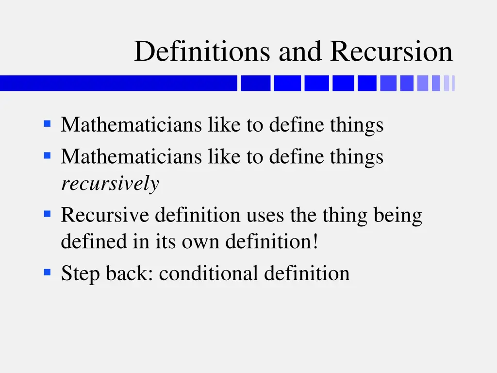 definitions and recursion