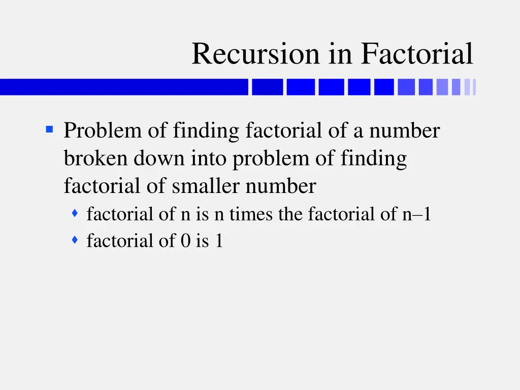 recursion in factorial