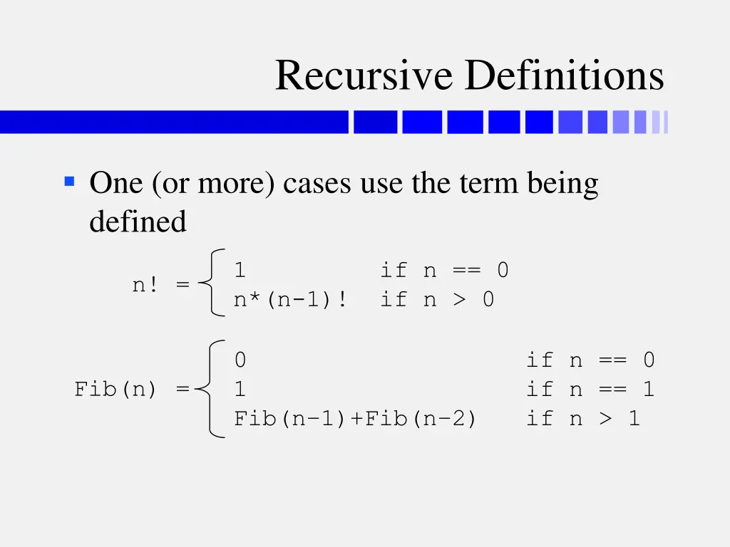 recursive definitions