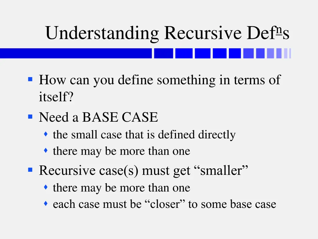 understanding recursive def n s