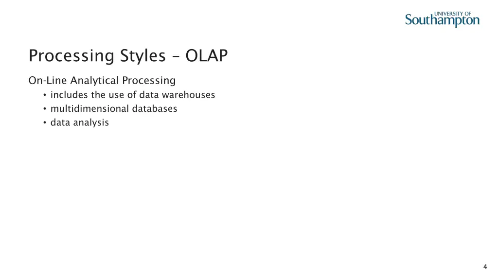 processing styles olap