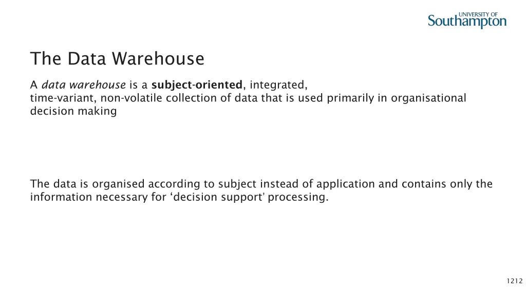 the data warehouse 1