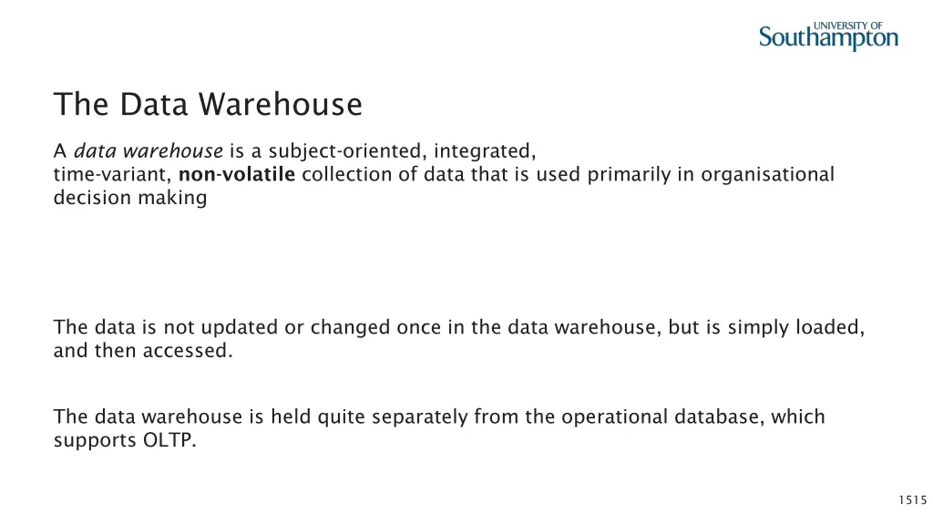 the data warehouse 4