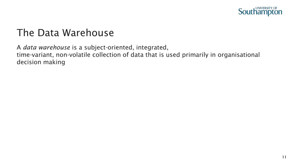 the data warehouse