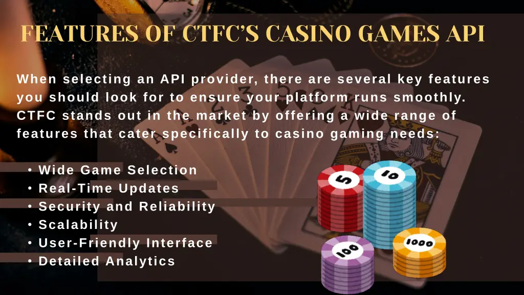 features of ctfc s casino games api