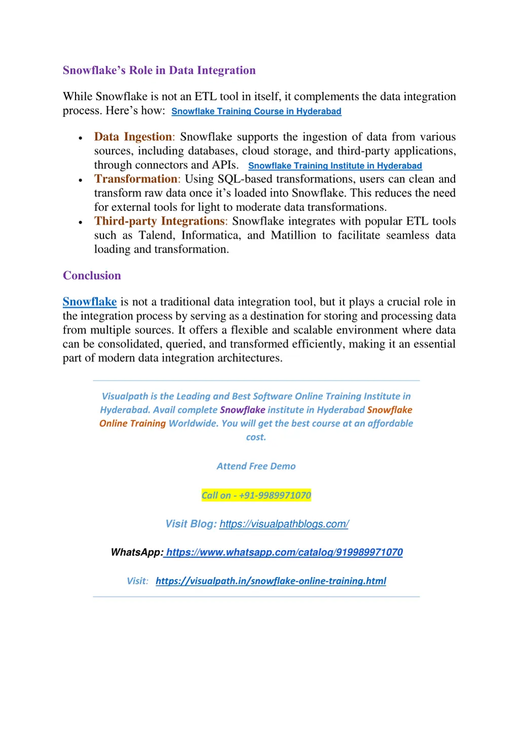 snowflake s role in data integration