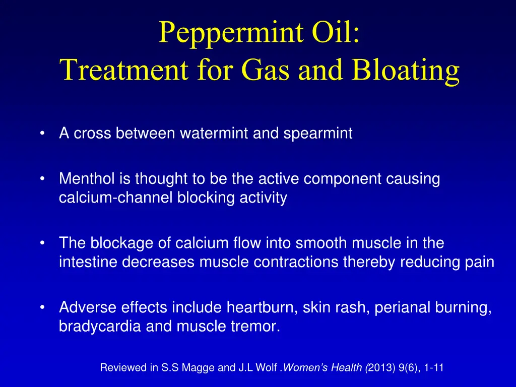 peppermint oil treatment for gas and bloating