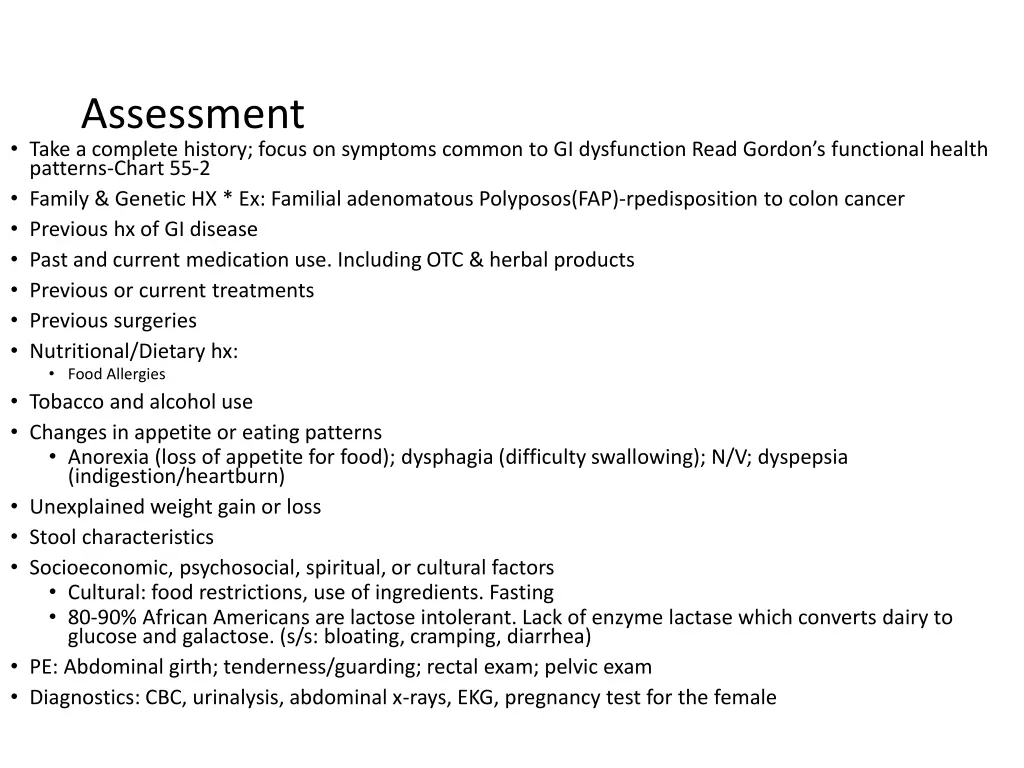 assessment take a complete history focus