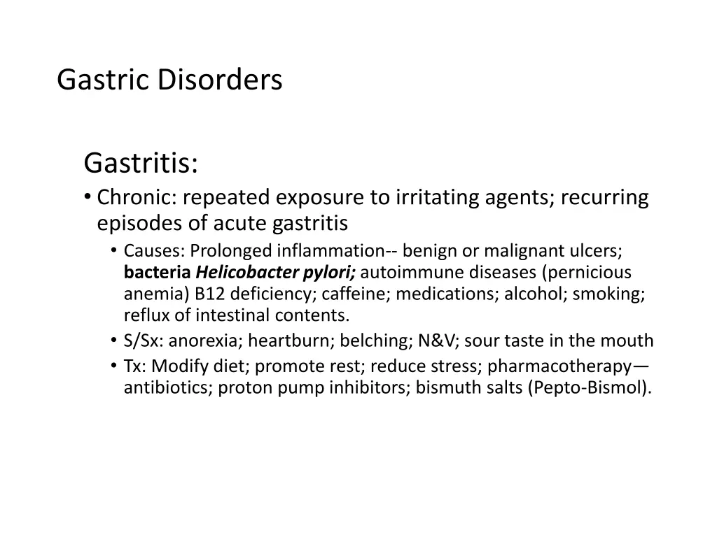 gastric disorders