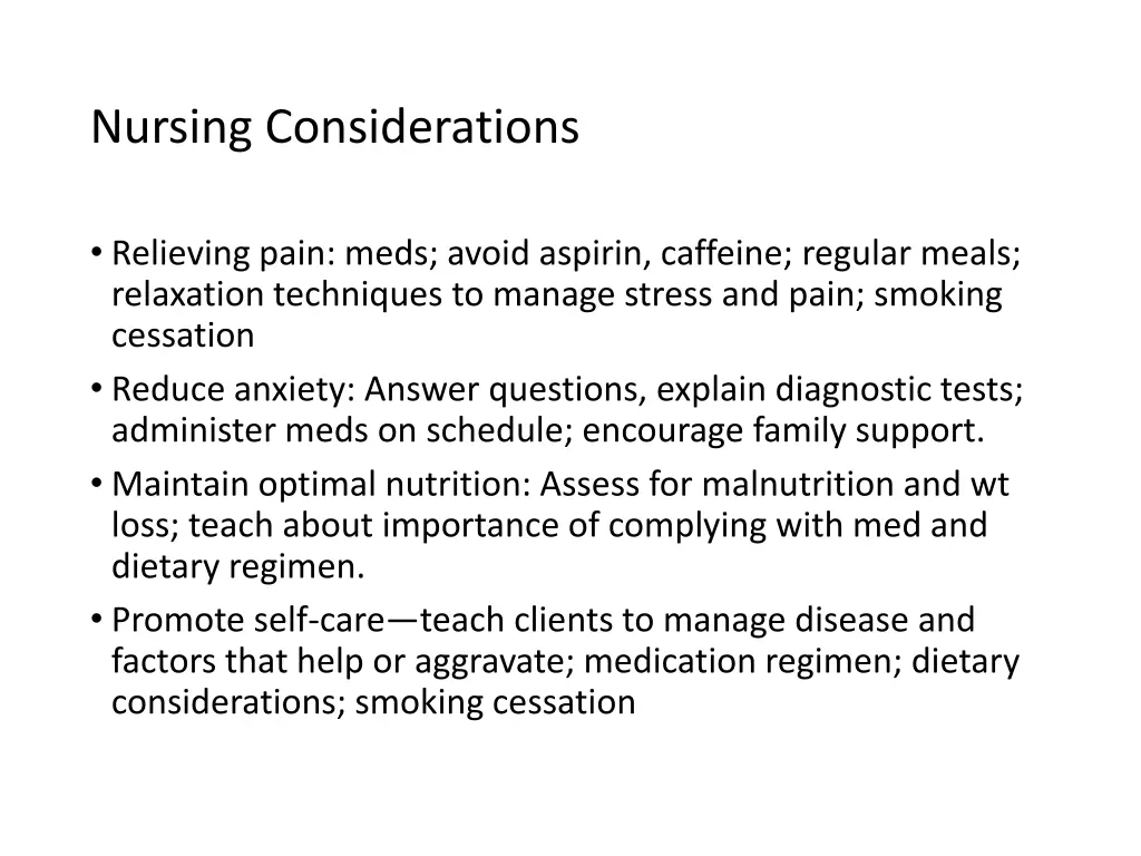 nursing considerations