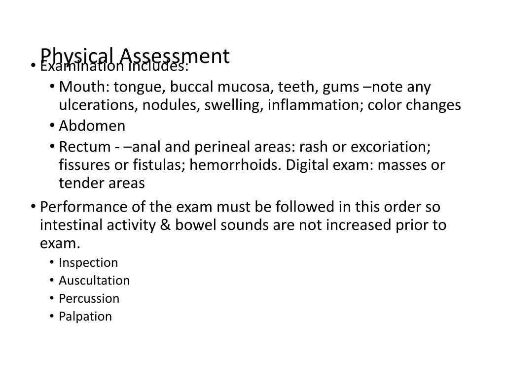 physical assessment examination includes mouth