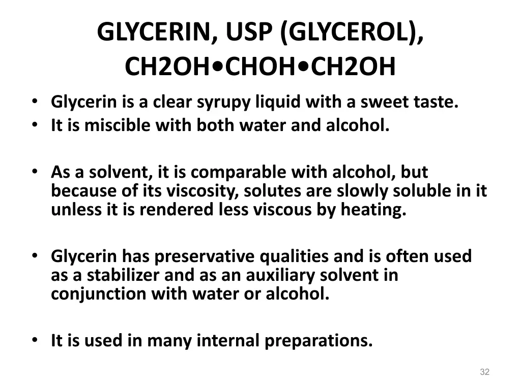 glycerin usp glycerol ch2oh choh ch2oh glycerin