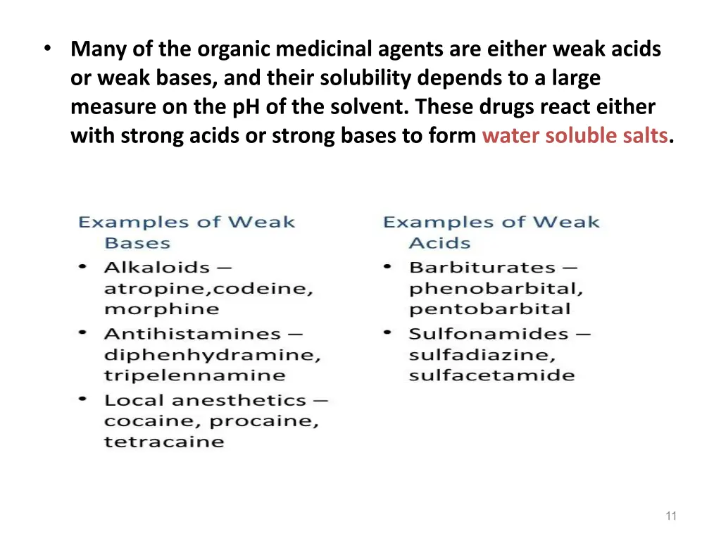 many of the organic medicinal agents are either