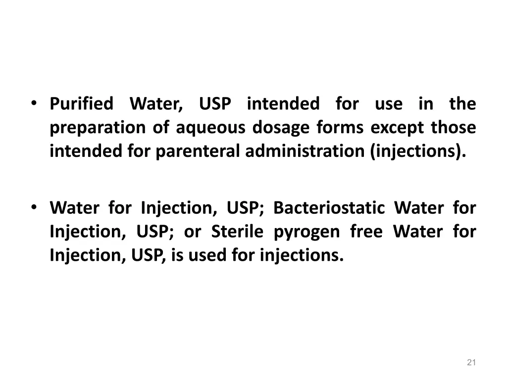 purified water usp intended