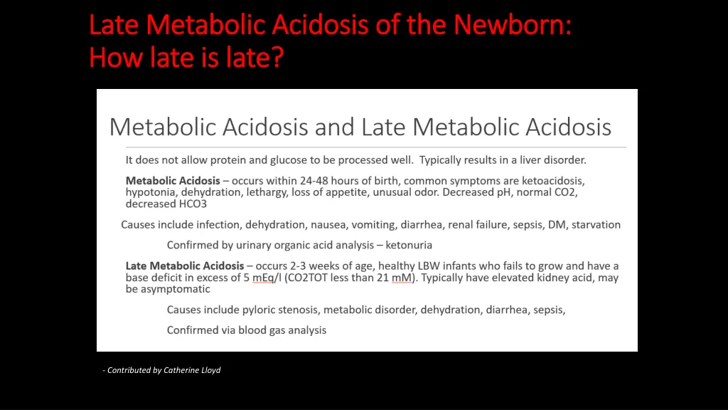 late metabolic acidosis of the newborn late 2