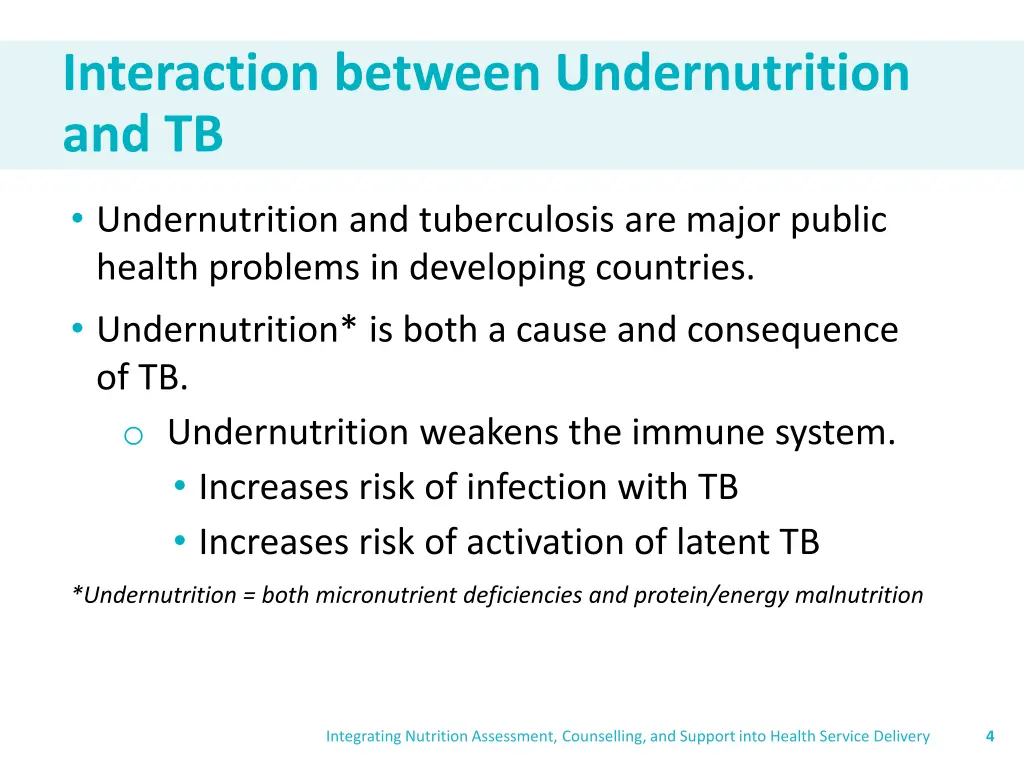 interaction between undernutrition and tb