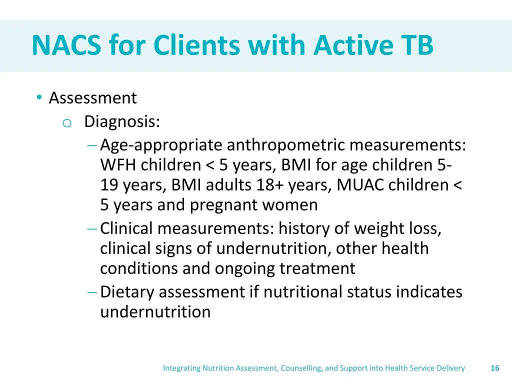 nacs for clients with active tb