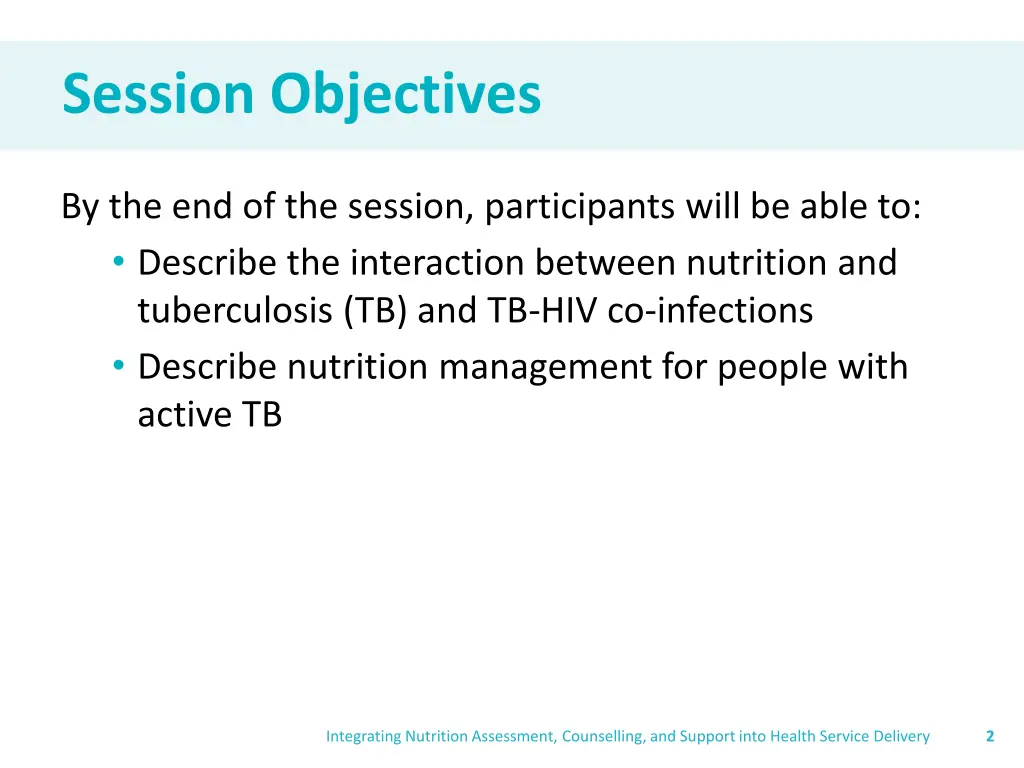 session objectives