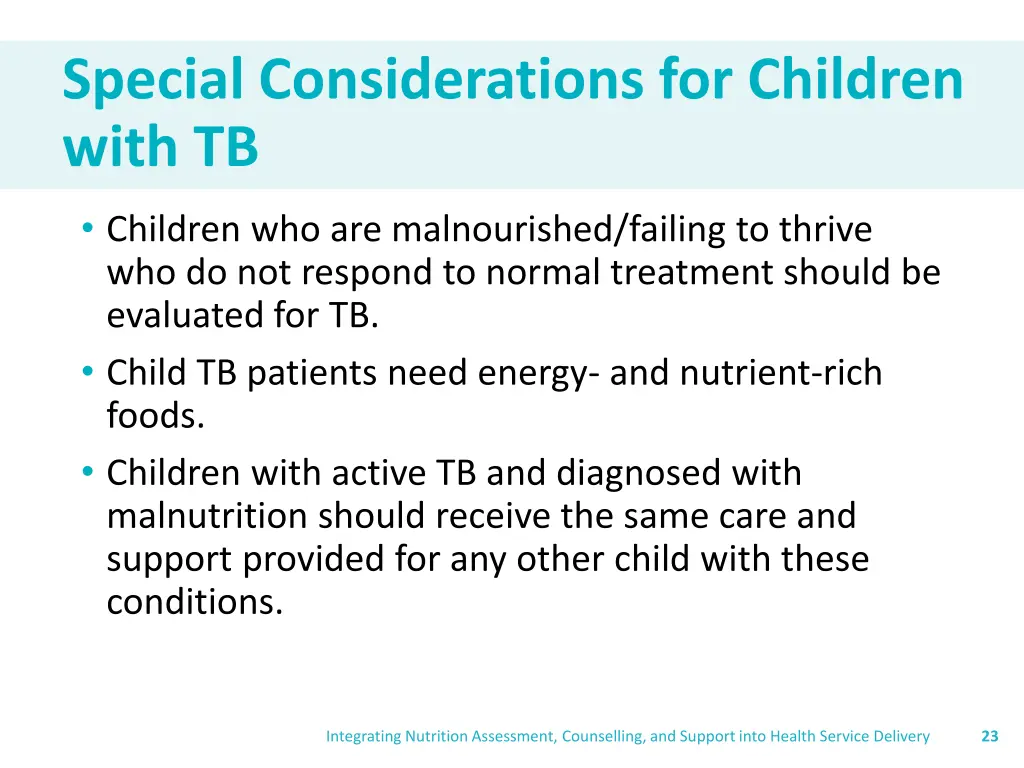 special considerations for children with tb 1