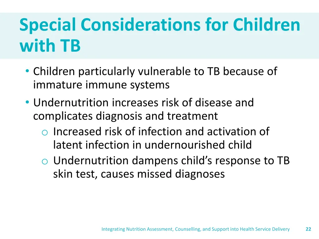 special considerations for children with tb