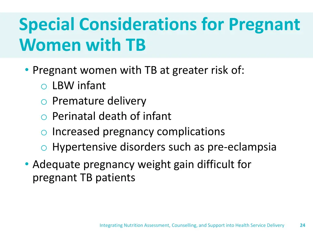 special considerations for pregnant women with tb