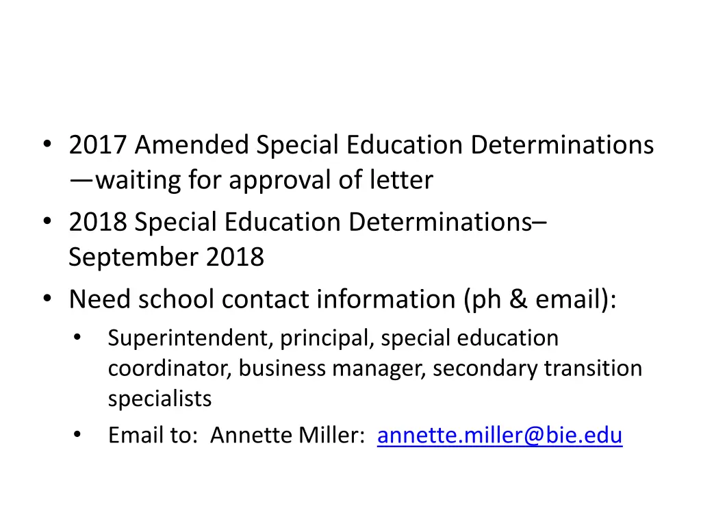 2017 amended special education determinations