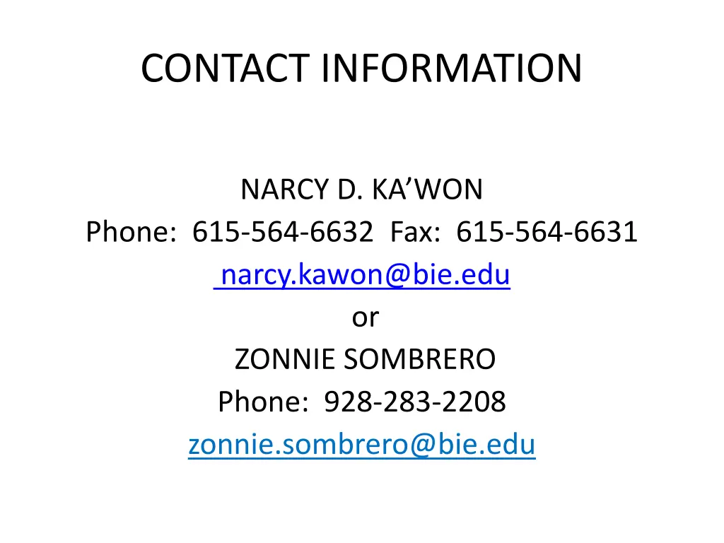 contact information