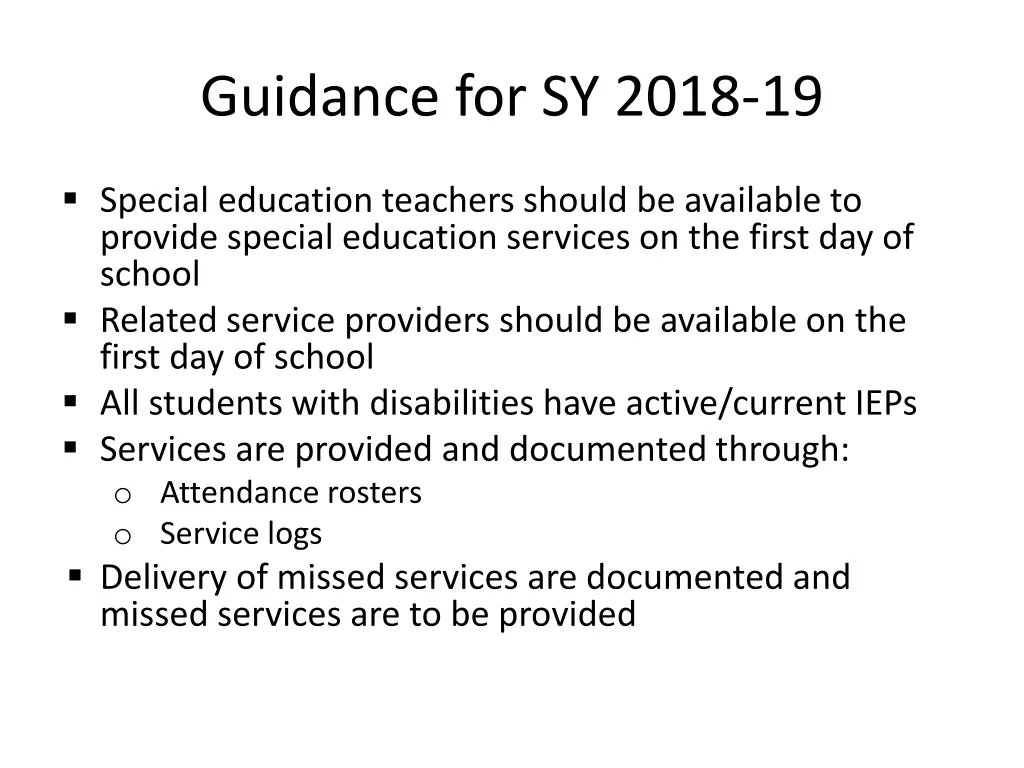 guidance for sy 2018 19