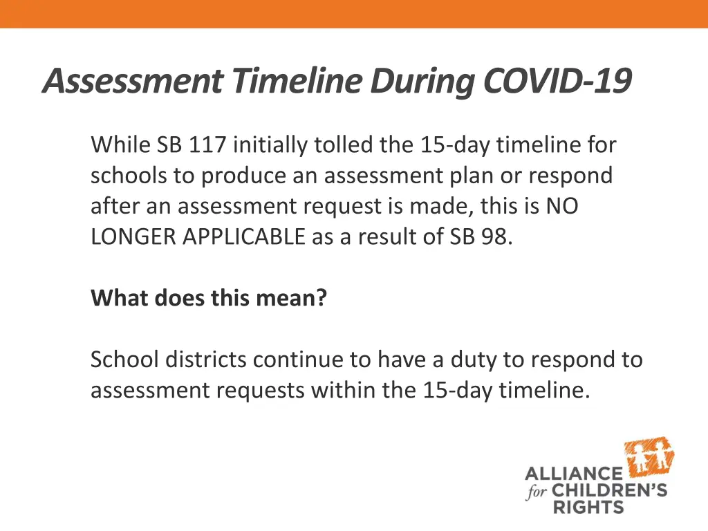 assessment timeline during covid 19