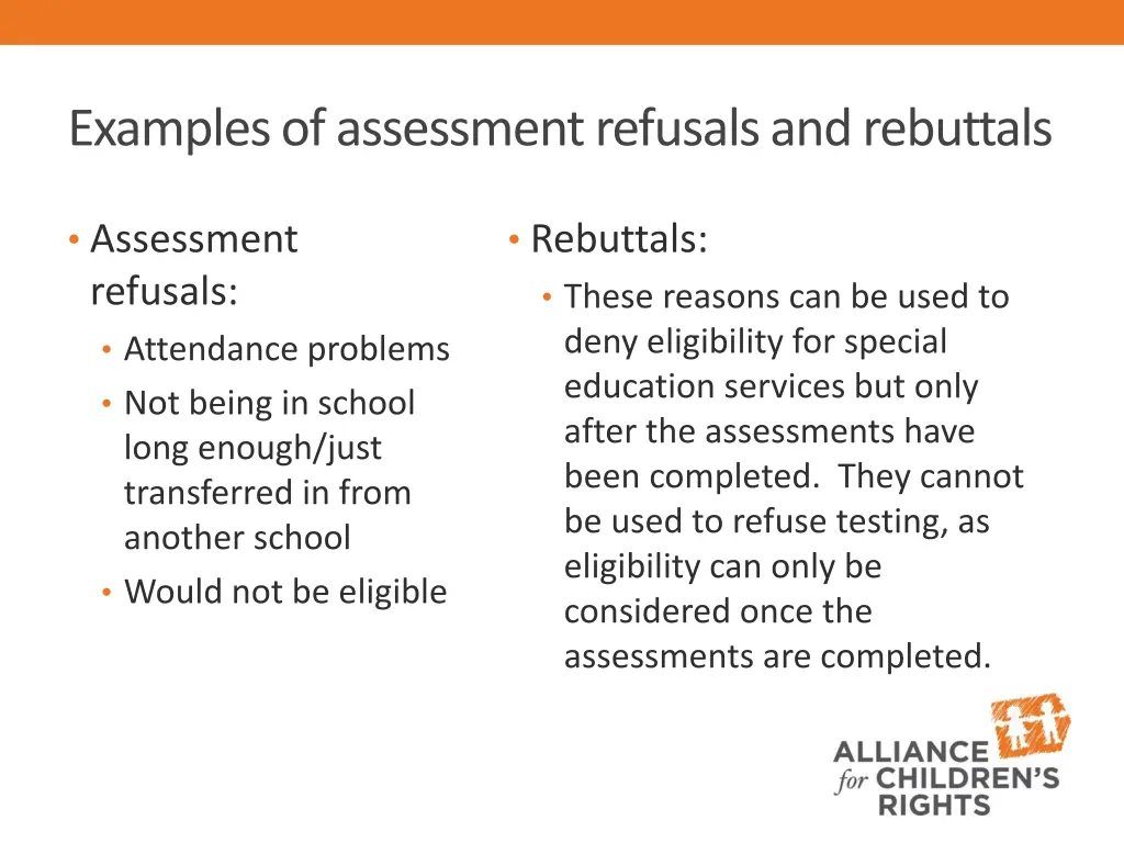 examples of assessment refusals and rebuttals