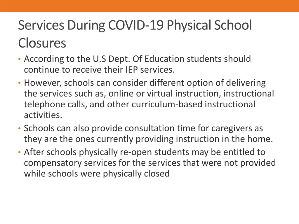 services during covid 19 physical school closures