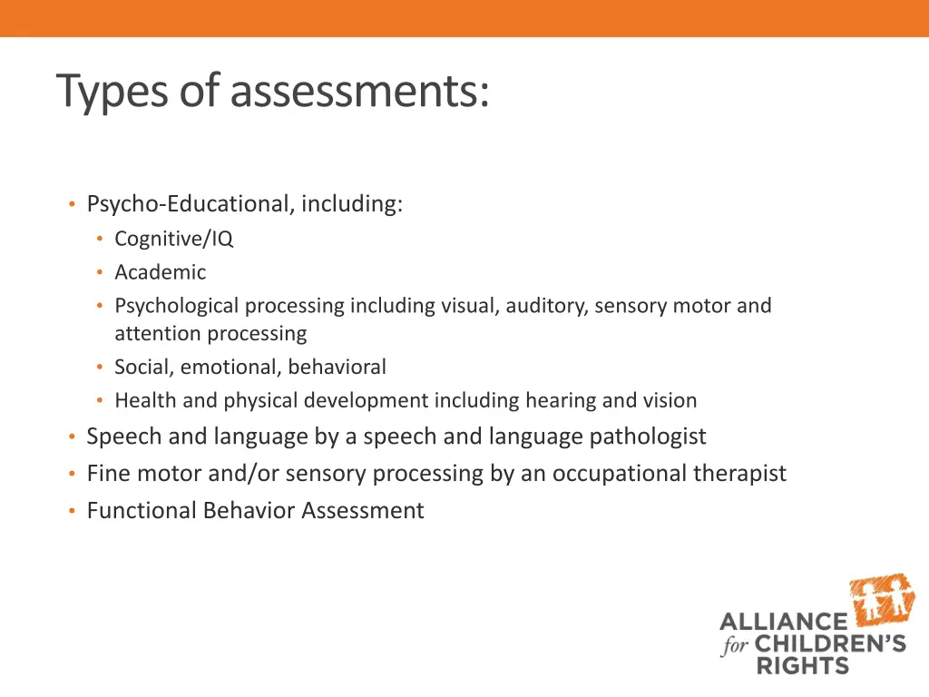 types of assessments