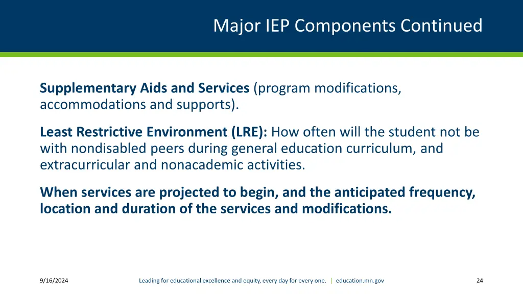 major iep components continued