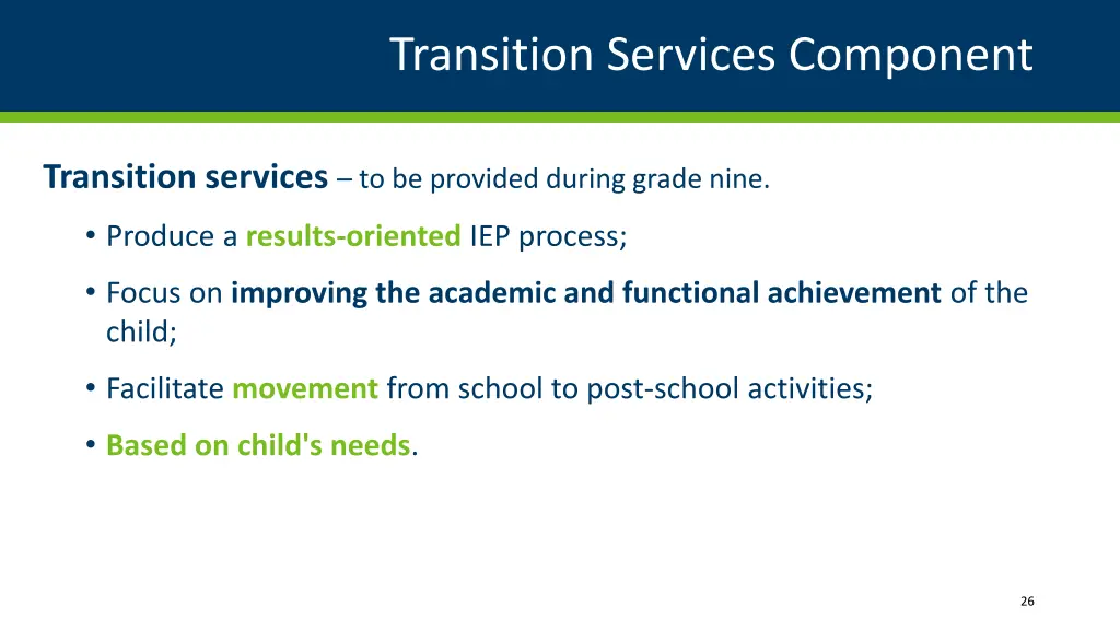 transition services component