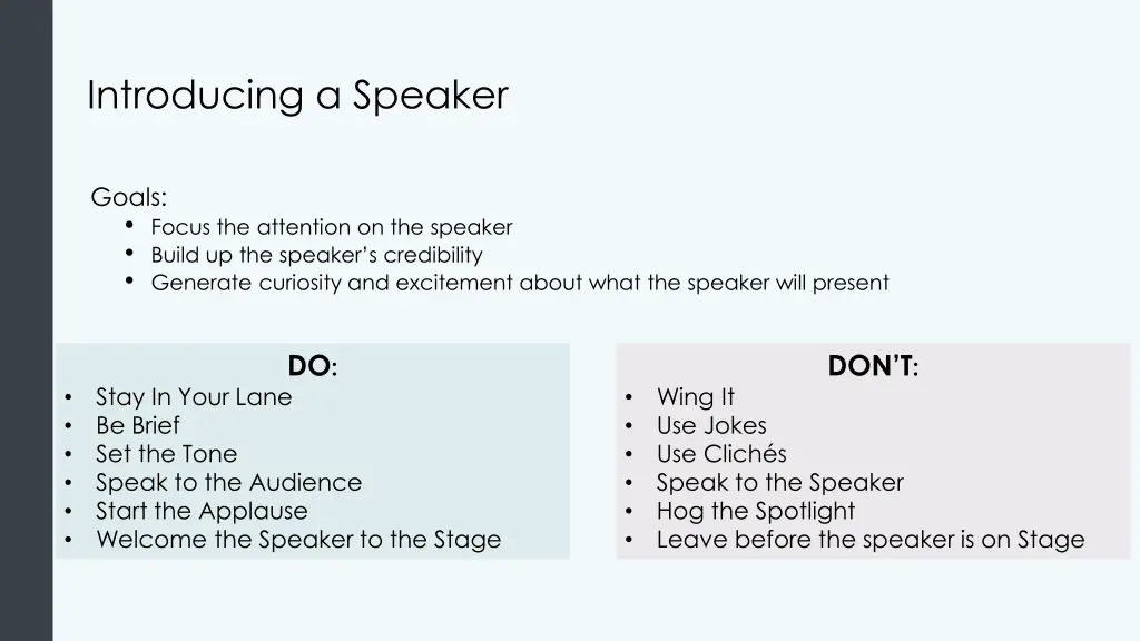 introducing a speaker