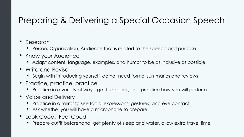 preparing delivering a special occasion speech