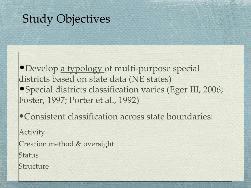 study objectives