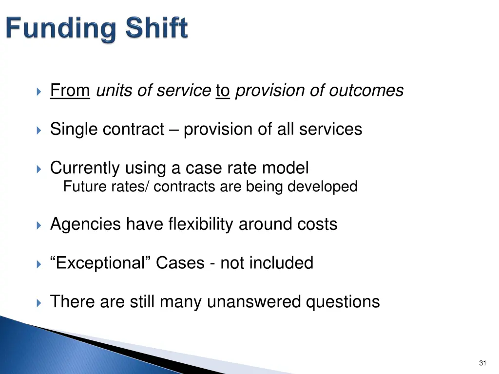 from units of service to provision of outcomes