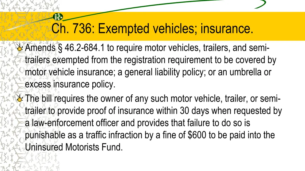 ch 736 exempted vehicles insurance