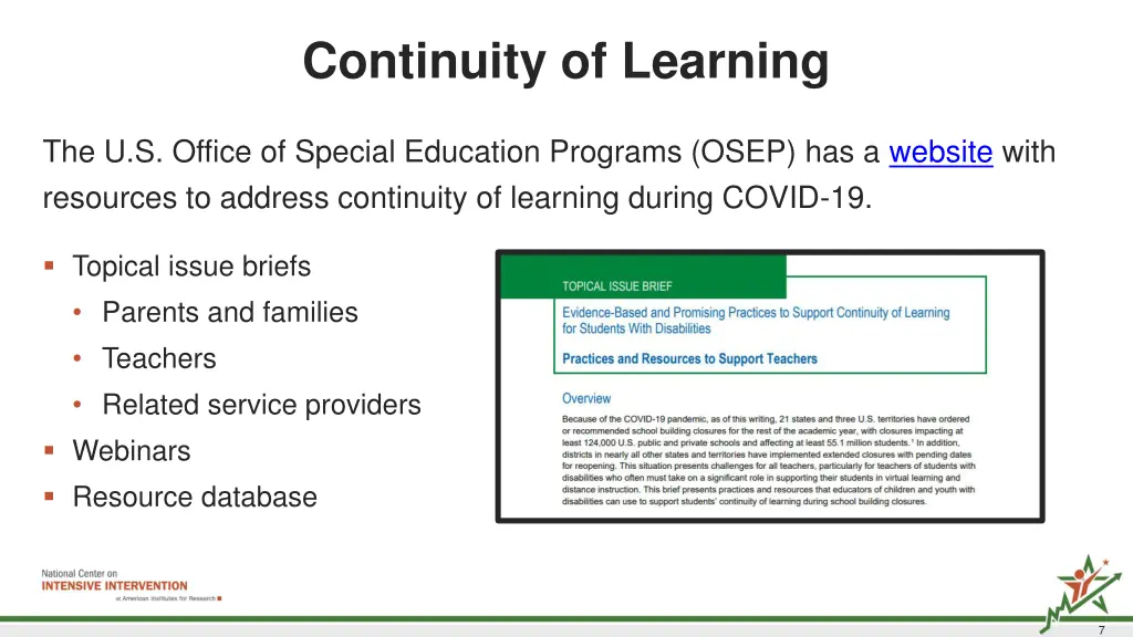 continuity of learning