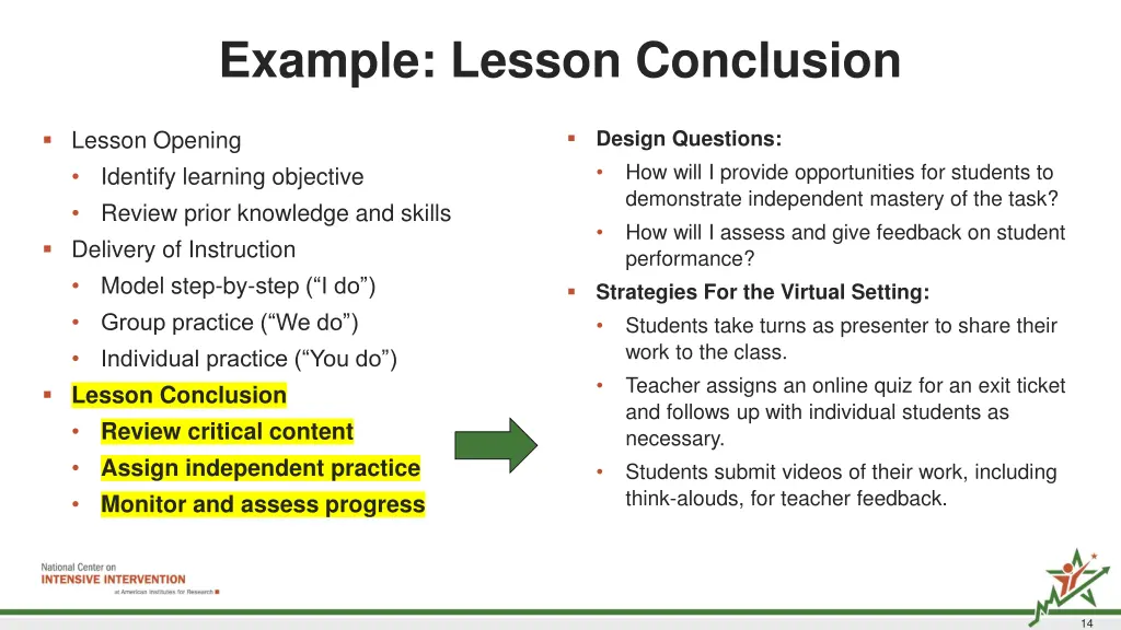 example lesson conclusion